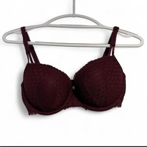 Victoria's Secret PINK Push-Up Lace Burgundy Bra Size 34DD